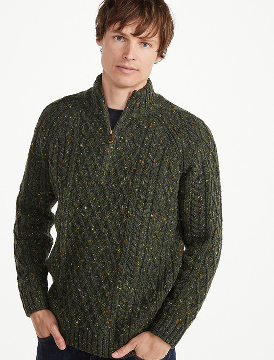 Donegal Aran Troyer Half-Zip Sweater